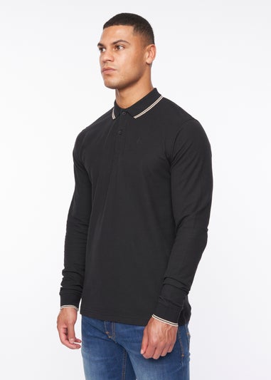 Duck & Cover Black Roxberry Long Sleeve Polo