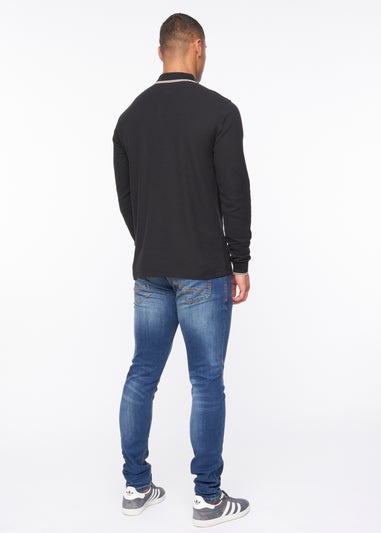 Duck & Cover Black Roxberry Long Sleeve Polo