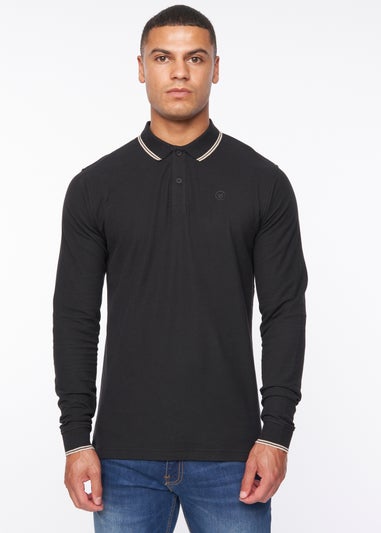 Duck & Cover Black Roxberry Long Sleeve Polo