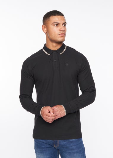 Duck & Cover Black Roxberry Long Sleeve Polo