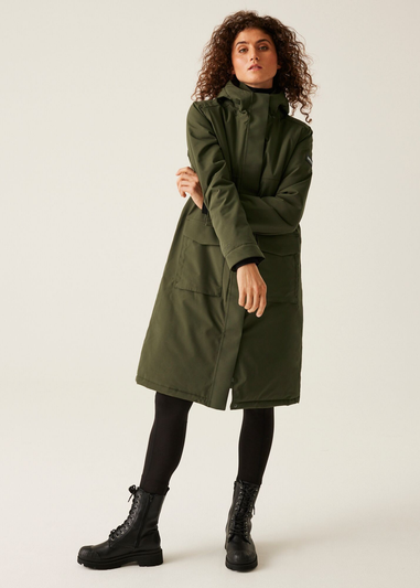 Regatta Dark Khaki Yarli Waterproof Longline Jacket