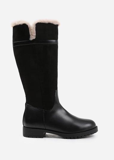 Where's That From Black Kendra Faux Fur Knee High Boots