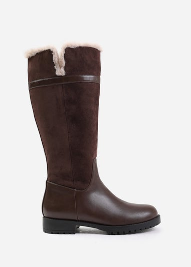 Where's That From Brown Kendra Faux Fur Knee High Boots