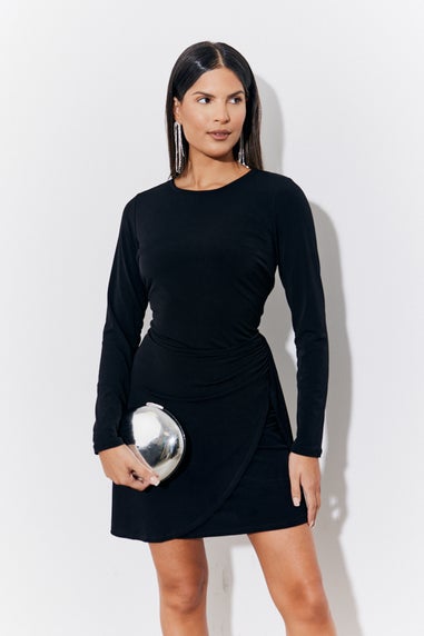 In The Style Black Magic Sculpting Drape Detail Mini Dress