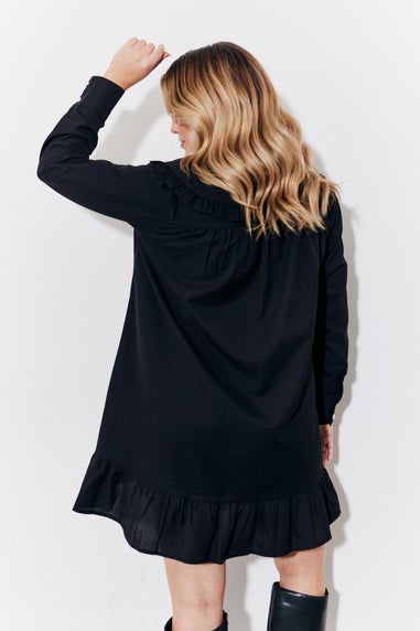 In The Style Black Peter Pan Collared Button up Smock Dress