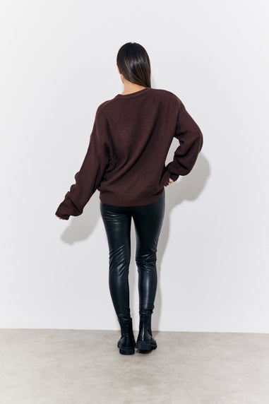 In The Style Chocolate Crew Neck Knitted Jumper