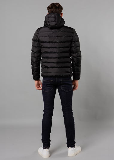 French Connection Black Hooded Puffer Jacket