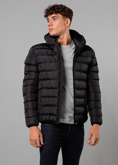 French Connection Black Hooded Puffer Jacket