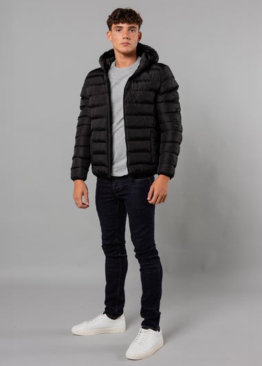 French Connection Black Hooded Puffer Jacket