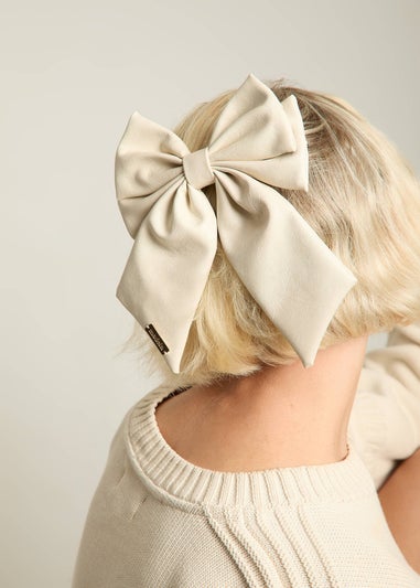 Madein Cream Luxe Polly Bow with Golden Accent