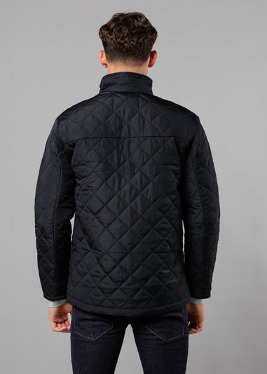 French Connection Navy Funnel Neck Diamond Quilted Jacket