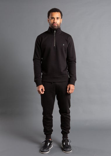 French Connection Black Cotton Blend Half-Zip Jumper