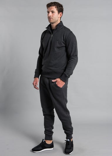 French Connection Charcoal Cotton Blend Half-Zip Jumper