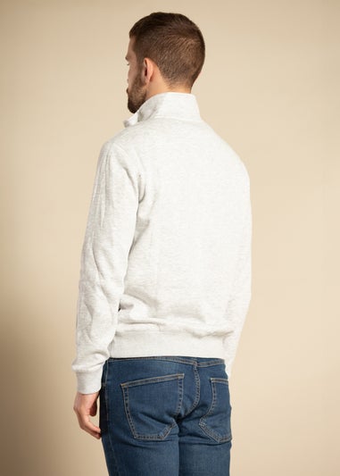 French Connection Light Grey Cotton Blend Half-Zip Jumper