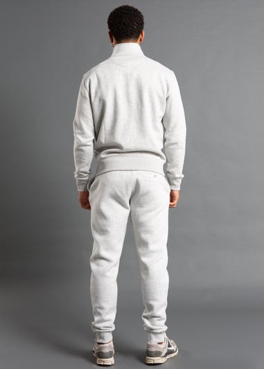 French Connection Light Grey Cotton Blend Funnel Neck Zip Jumper