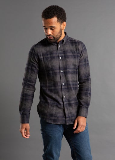 French Connection Charcoal Cotton Flannel Long Sleeve Shirt