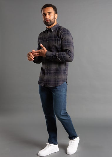 French Connection Charcoal Cotton Flannel Long Sleeve Shirt