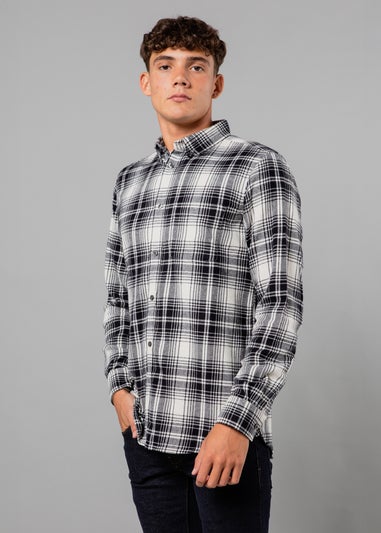 French Connection Ecru Cotton Flannel Long Sleeve Shirt