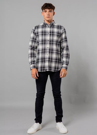 French Connection Ecru Cotton Flannel Long Sleeve Shirt