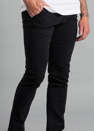 French Connection Black Cotton Five-Pocket Chino Trousers