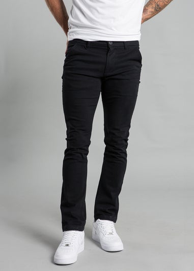 French Connection Black Cotton Regular Fit Chino Trousers