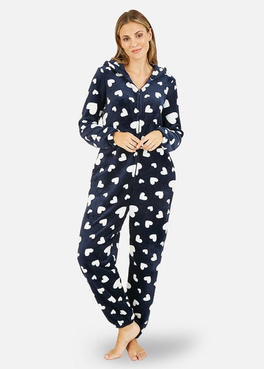 Yumi Navy Heart Super Soft Onesie With Pockets