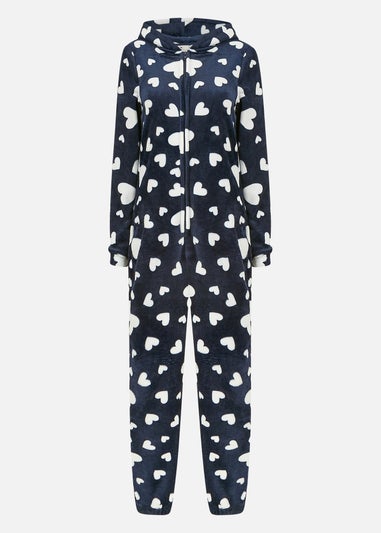 Yumi Navy Heart Super Soft Onesie With Pockets