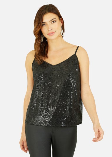 Yumi Black Sequin Vest Top