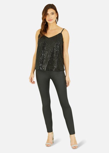 Yumi Black Sequin Vest Top