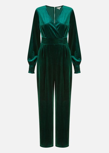 Yumi Green Velvet Long Sleeve Jumpsuit