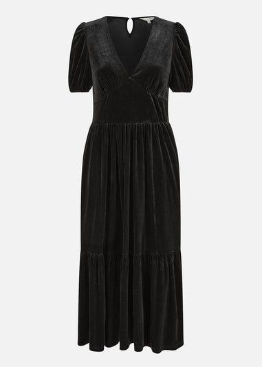 Yumi Black Velvet Midi Dress