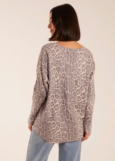 Blue Vanilla Stone Leopard Print Jumper