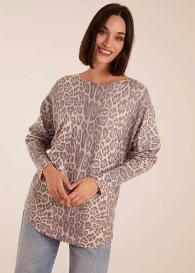 Blue Vanilla Stone Leopard Print Jumper