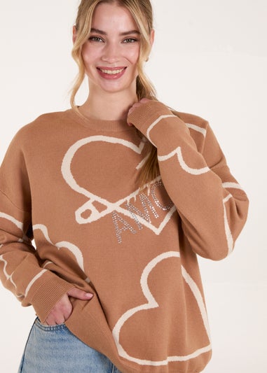 Blue Vanilla Ivory Heart Print 'Amour' Jumper