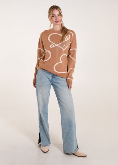 Blue Vanilla Ivory Heart Print 'Amour' Jumper