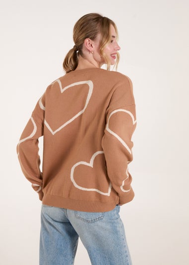 Blue Vanilla Ivory Heart Print 'Amour' Jumper