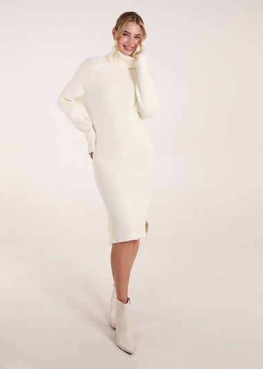 Blue Vanilla Ivory Roll Neck Jumper Dress