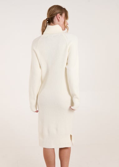 Blue Vanilla Ivory Roll Neck Jumper Dress