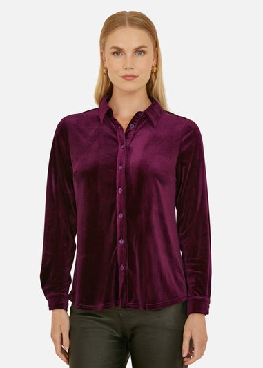 Yumi Plum Velvet Relaxed Fit Shirt