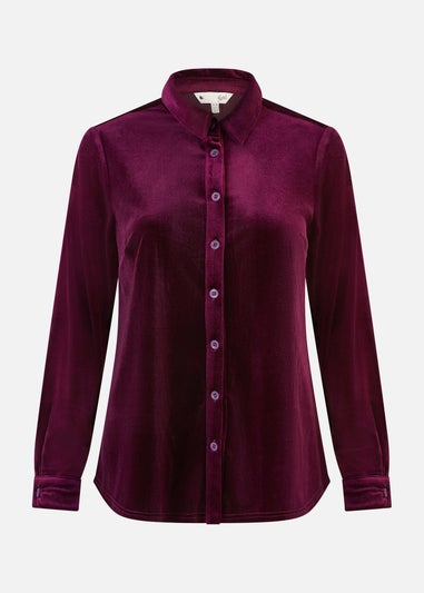 Yumi Plum Velvet Relaxed Fit Shirt