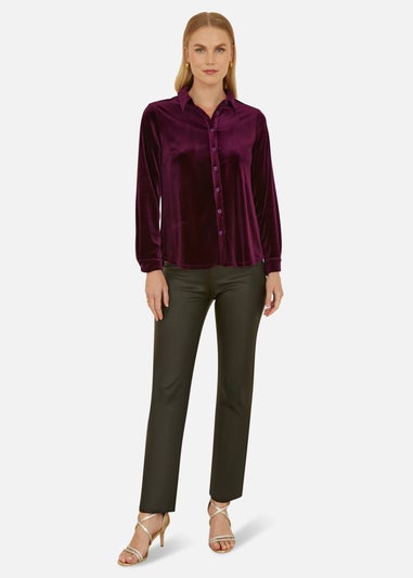 Yumi Plum Velvet Relaxed Fit Shirt