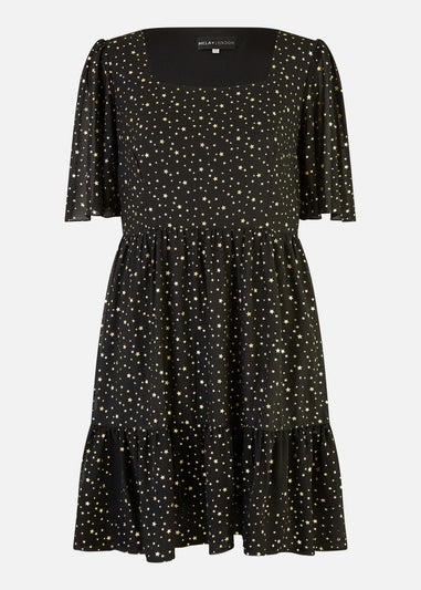 Mela Black Star Print Skater Dress