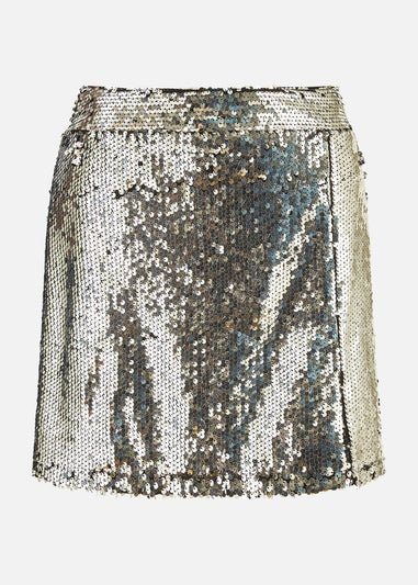 Mela Silver Sequin Mini Skirt