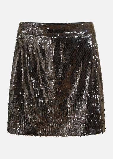 Mela Black Sequin Mini Skirt