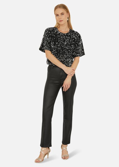 Mela Black Sequin Relaxed Fit Top