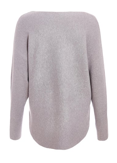Quiz Grey Knit Foil Detail Jumper