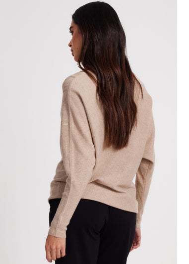 Quiz Beige Knit Foil Detail Jumper