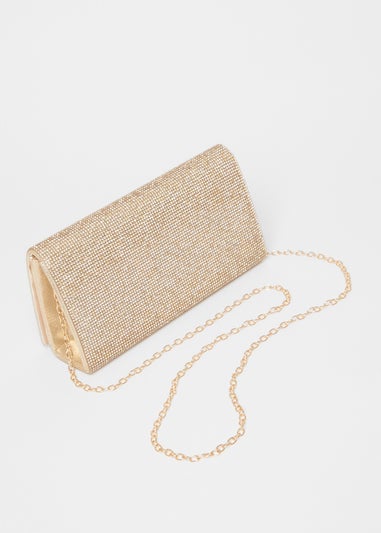 Quiz Gold Diamante Rectangle Clutch