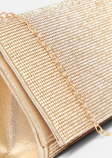 Quiz Gold Diamante Rectangle Clutch