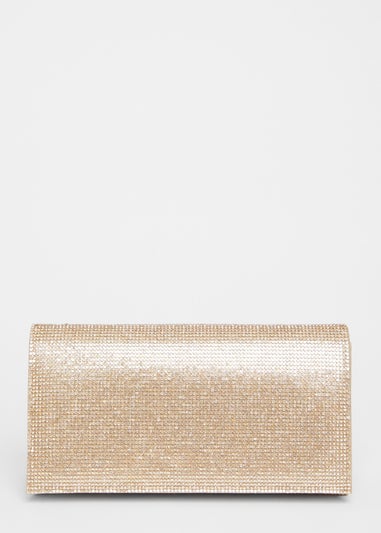 Quiz Gold Diamante Rectangle Clutch